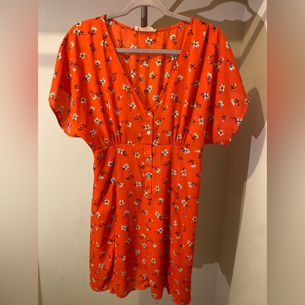 Peach Love California Bright Pink Floral Mini Dress
